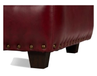 Leather pouffe burgundy studded edge