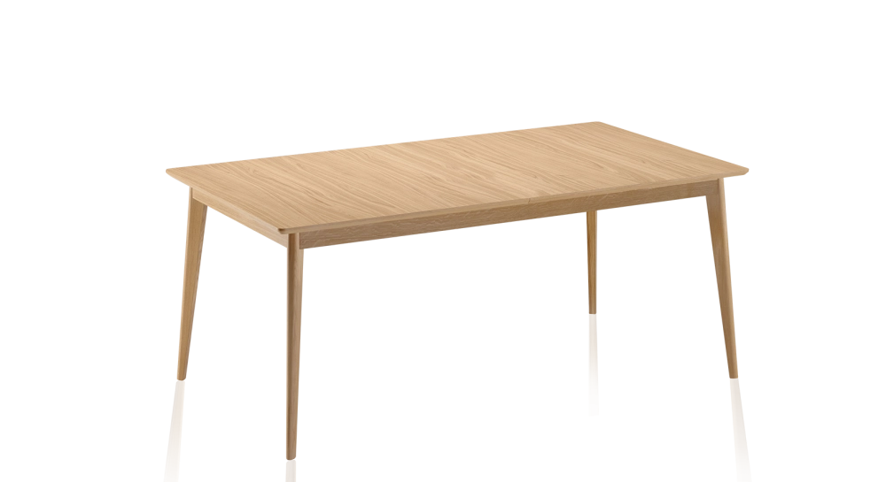 Extendable table for 8 to 14 people in oak with natural wood stain top and extensions 210x100 cm
