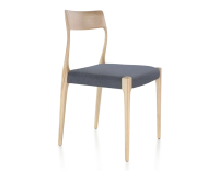 Scandinavian chair natural tint wood, grey fabric seat
