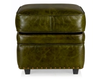 Pouf cuir vert olive bord clouté