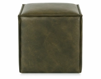 Pouf cuir vert olive