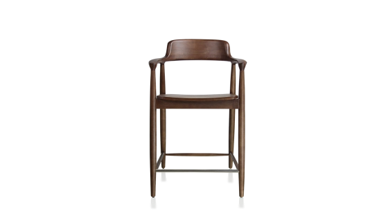 Taburete de bar H60 cm madera tinte en marrón oscuro