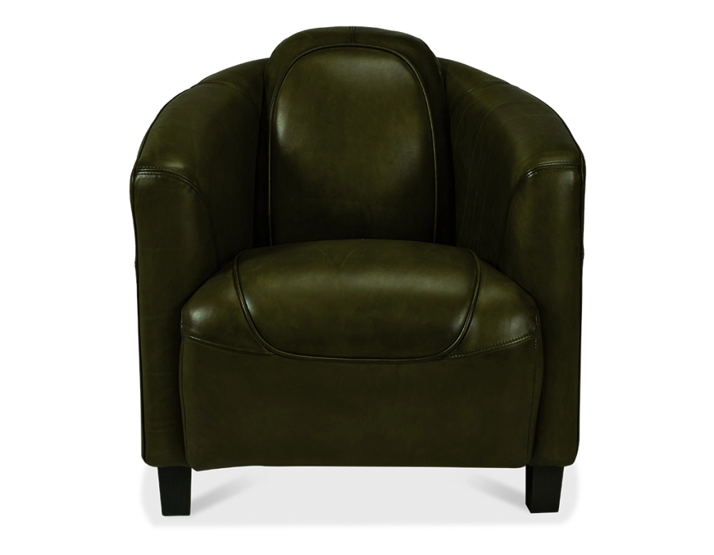 Leather club armchair olive green