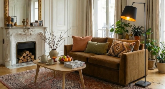 3-seater convertible sofa beige mottled fabrics