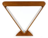 Console art déco double tiroirs bois teinte merisier