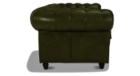 Sofá Chesterfield de piel 2 plazas verde oliva reposabrazos con tachuelas