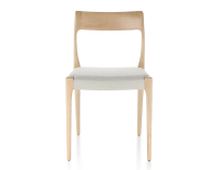 Chaise scandinave bois teinte naturelle assise tissu beige naturel
