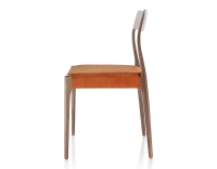 Scandinavian chair wood stained dark brown seat terracotta velvet fabric