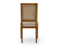 Chaise ancienne style Louis XVI dossier canné assise tissu gris clair