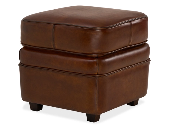 Pouf cuir marron vintage