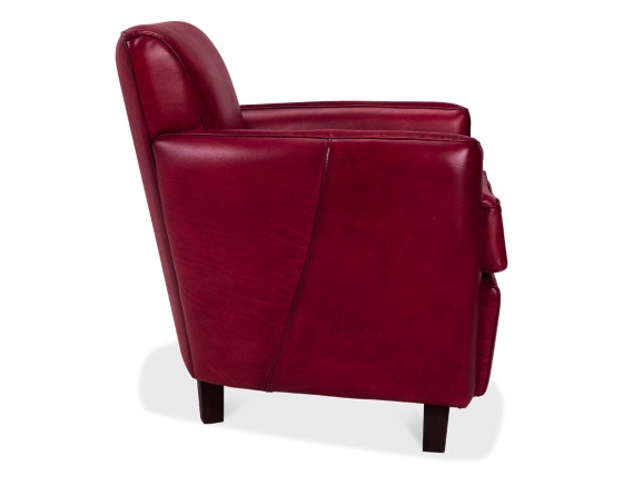 Sillón club de piel rojo carmín