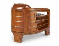Club armchair in wood and leather marron vintage