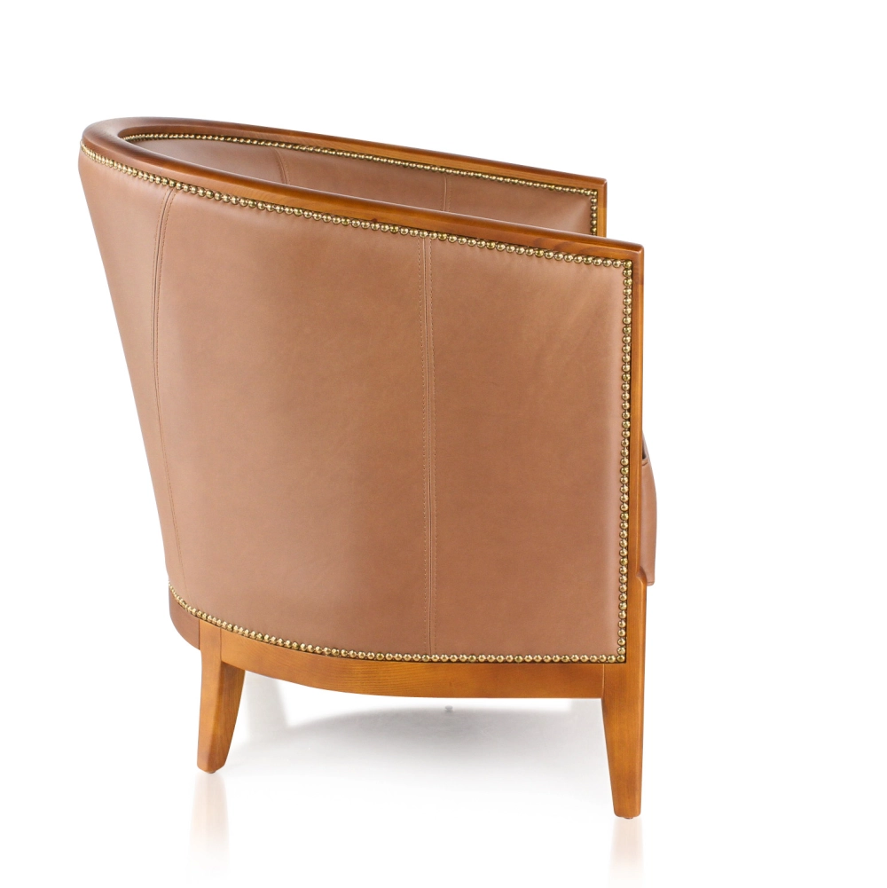 Antique armchair Cherry tint and hazelnut leather