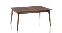 Table salle à manger 6 personnes en noyer teinte naturelle plateau bois 160x100 cm