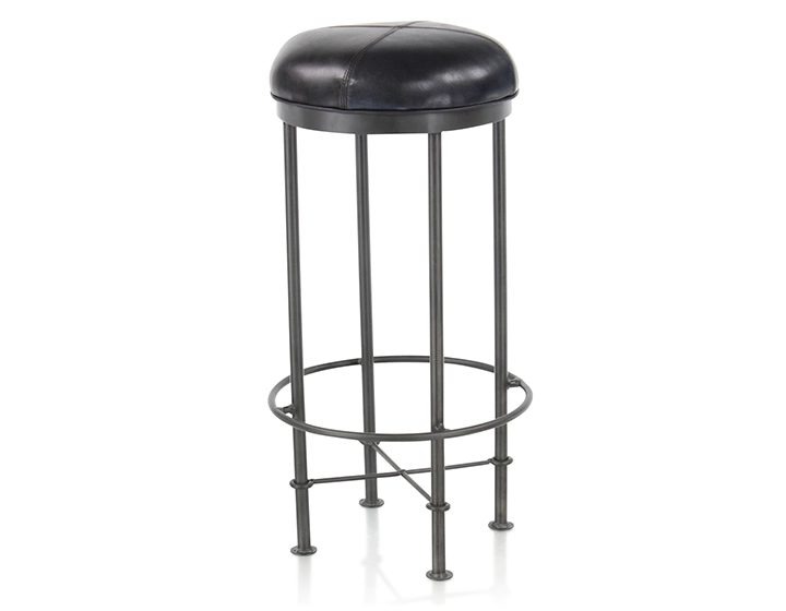 Taburete de bar vintage de piel negro