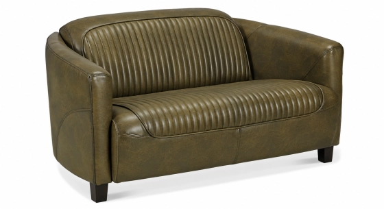 2 seater leather club sofa olive green