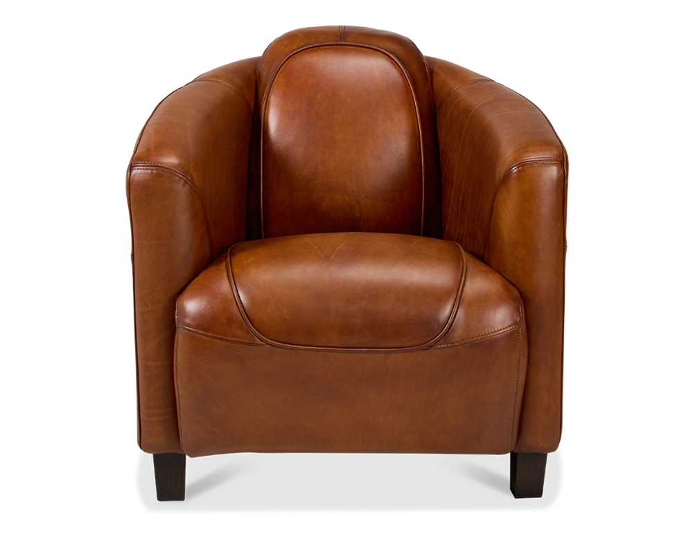 Fauteuil club cuir marron clair