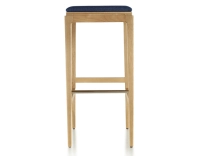 Taburete de bar de diseño H80 cm madera tinte natural asiento tejido azul marino