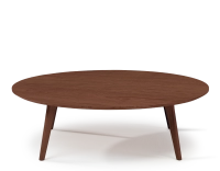 Table basse ronde en chêne plateau bois F1 teinte marron foncé 100x100x40 cm