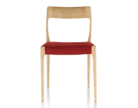 Chaise scandinave bois teinte naturelle assise tissu bordeaux