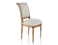 Antique Directoire style chair wood stained antique and natural beige fabric