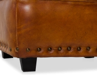 Pouf cuir cognac bord clouté