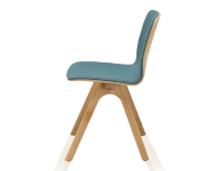 Silla de diseño de roble tapizada madera tinte natural asiento tejido azul océano